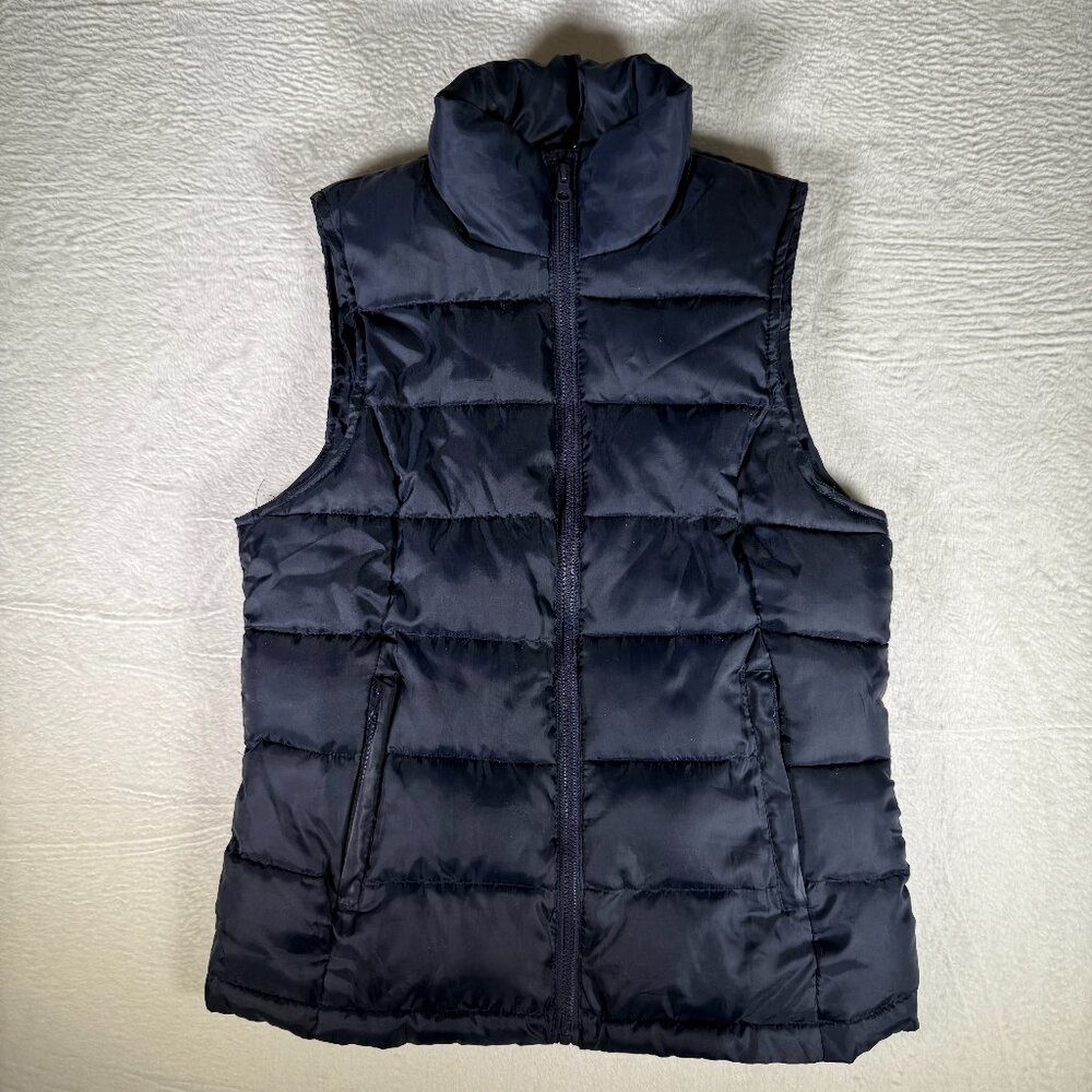 Indigo Saints Blue Quilted Puffer Vest w/ Kangaroo Pockets Women’s Size Medium